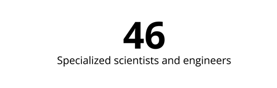 46 specialized scientists and engineers