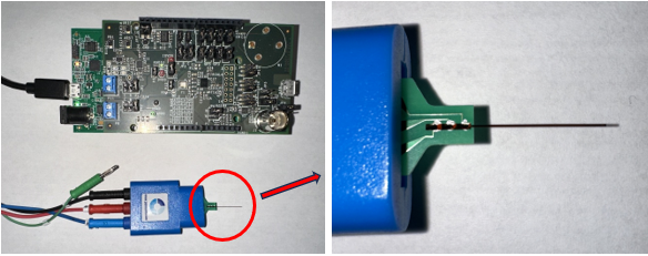 Giner's microsensor connected to custom PCB