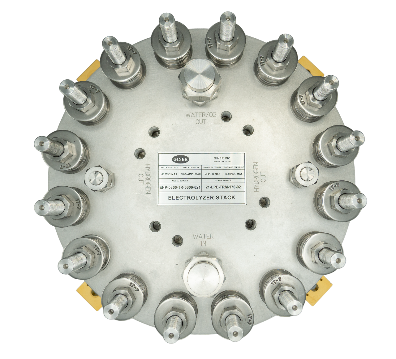 Top down view of Giner Electrolyzer Stack