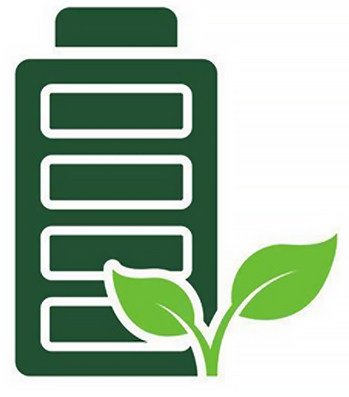 green battery with leaf