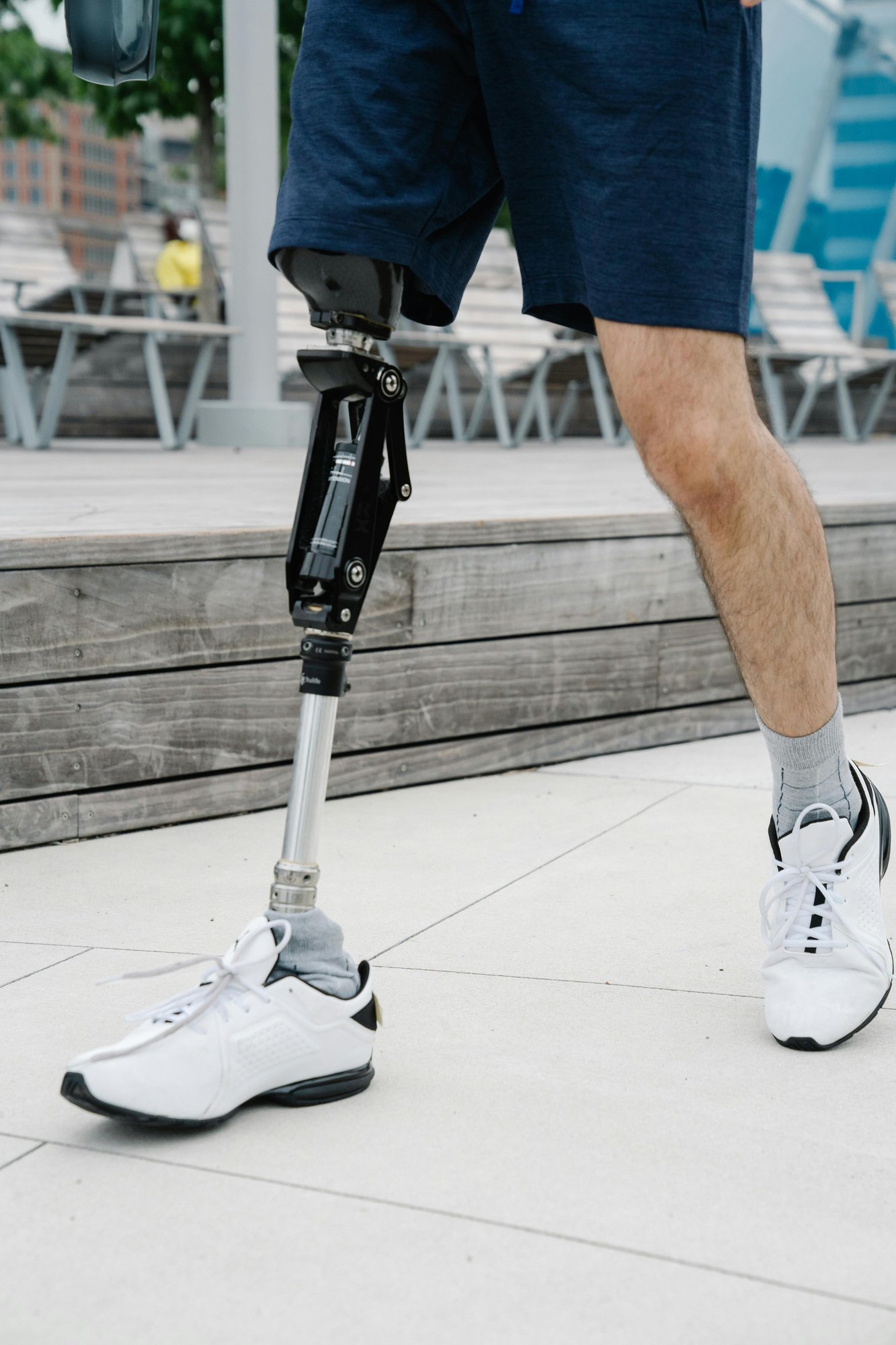 lower half of a man wearing a prosthetic right leg